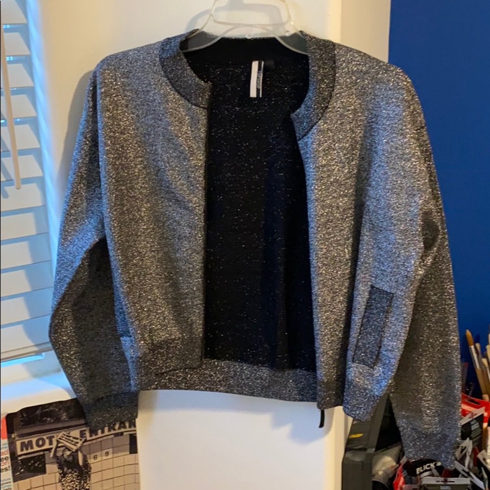 topshop silver bomber jacket us size 8